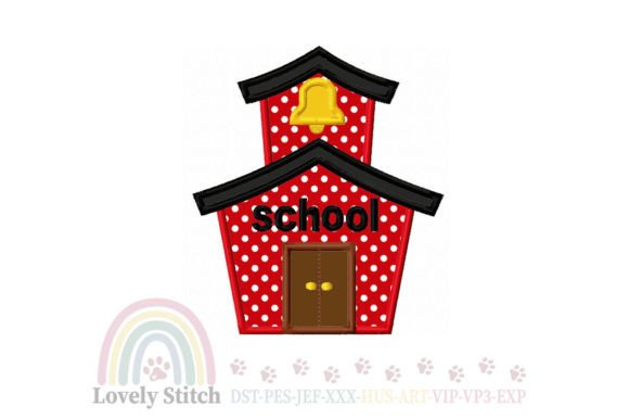 Charming School House Embroidery Design